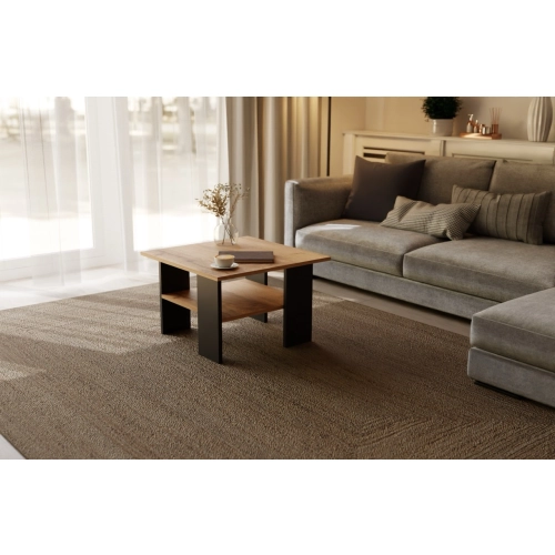 Stolik kawowy kwadratowy ST1 dąb Wotan/czarny 60x60 cm